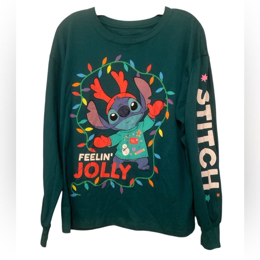 Disney Stitch Festive Green Long Sleeve